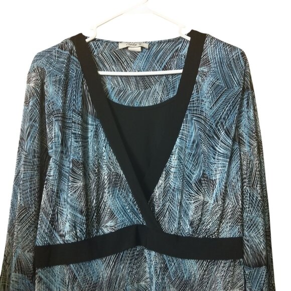 Only 9 Women's 3X Tie Back Y2K 3/4 Sleeve Crossover Front Pullover Blouse Top - Picture 2 of 5